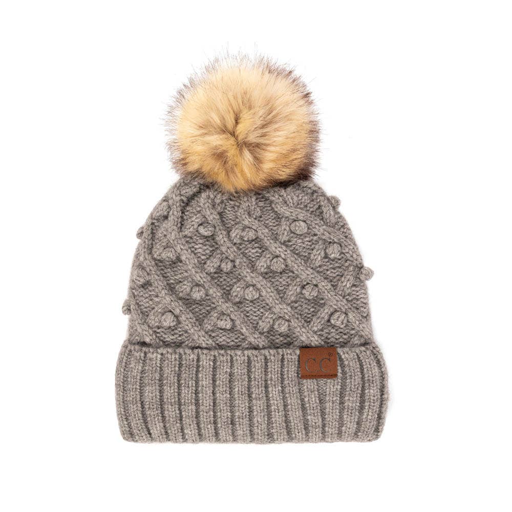 C.C Bobble Beanie Hat: Rose