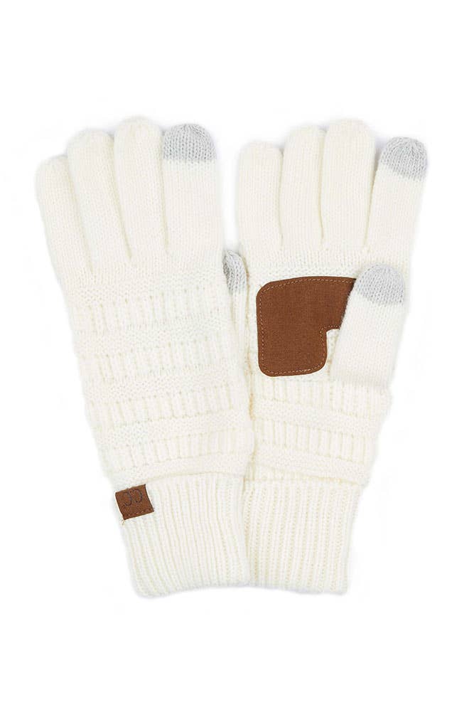 C.C Knitted Touch Screen Compatible Gloves: Brown