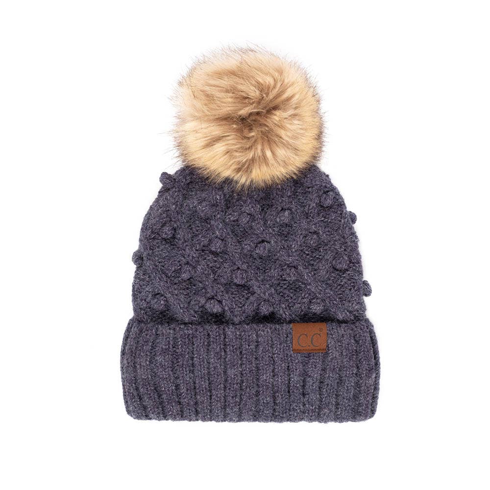 C.C Bobble Beanie Hat: Citygray