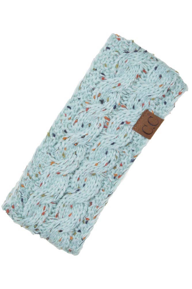 C.C Chunky Knit Confetti Sherpa Lined Headband: Oatmeal