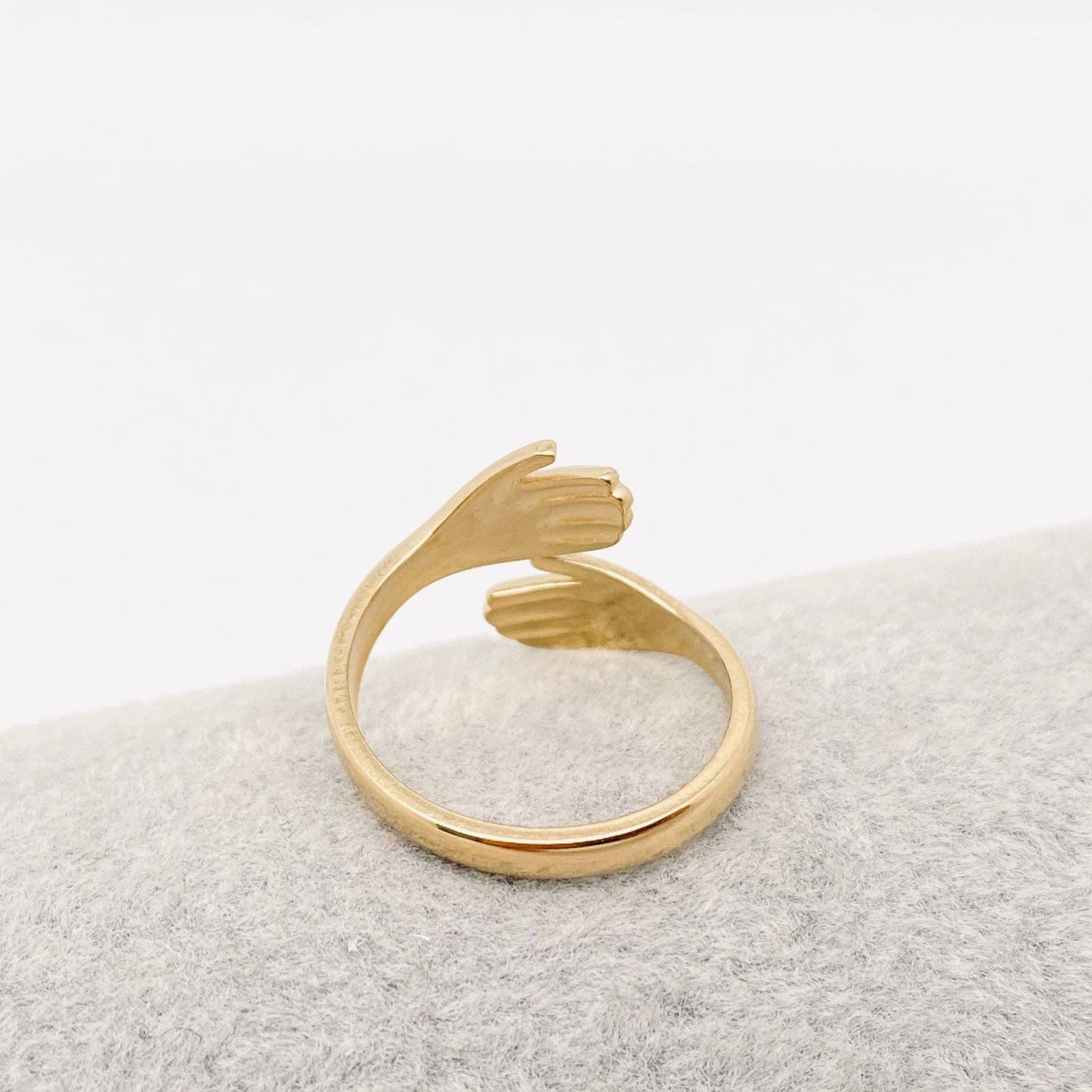 Hands Cuddling Gold Plated Stainless Steel Ring - FGS