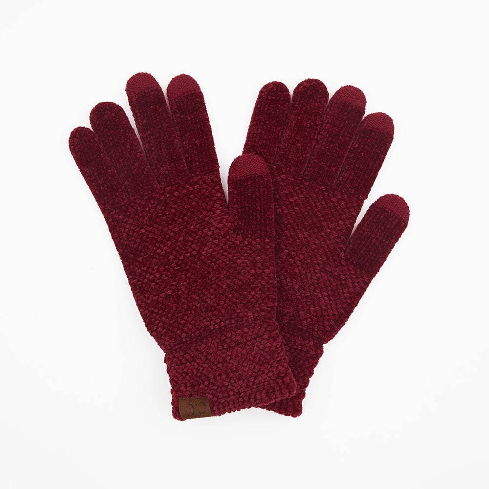 C.C Eco Friendly Chenille Gloves: Burgundy
