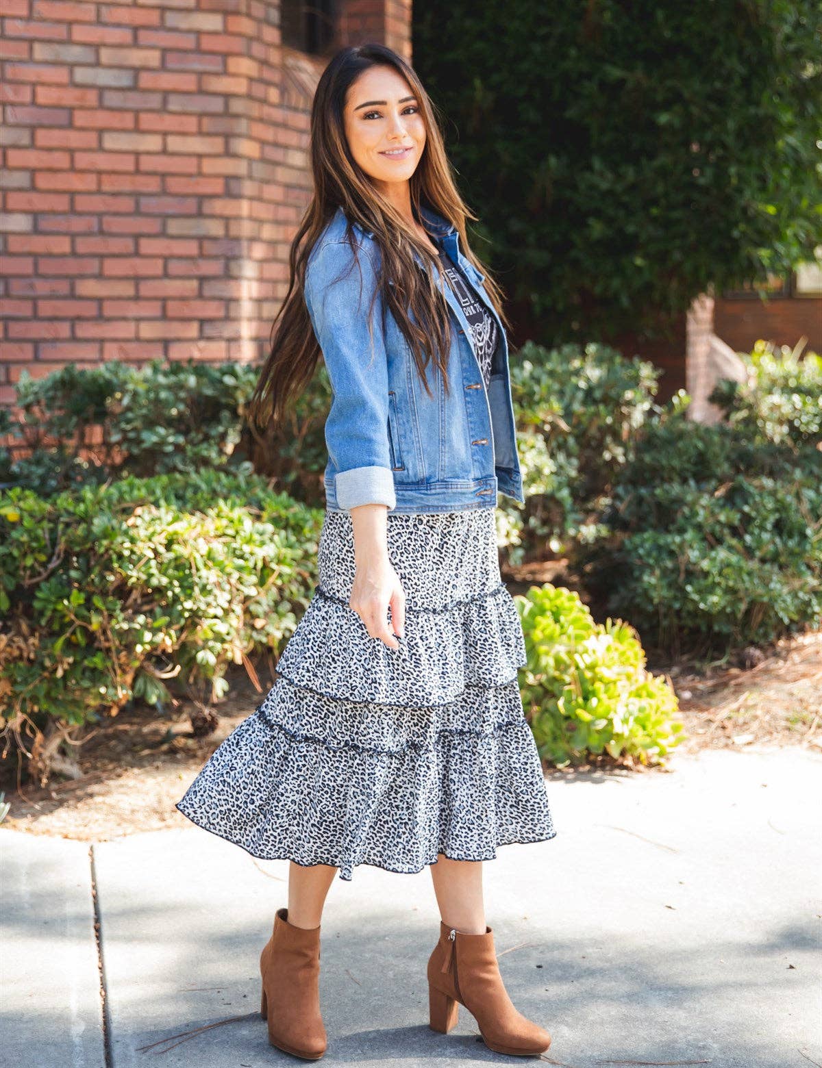 Ruffle Tiered Midi Raven Skirt: Dot Gold / Medium