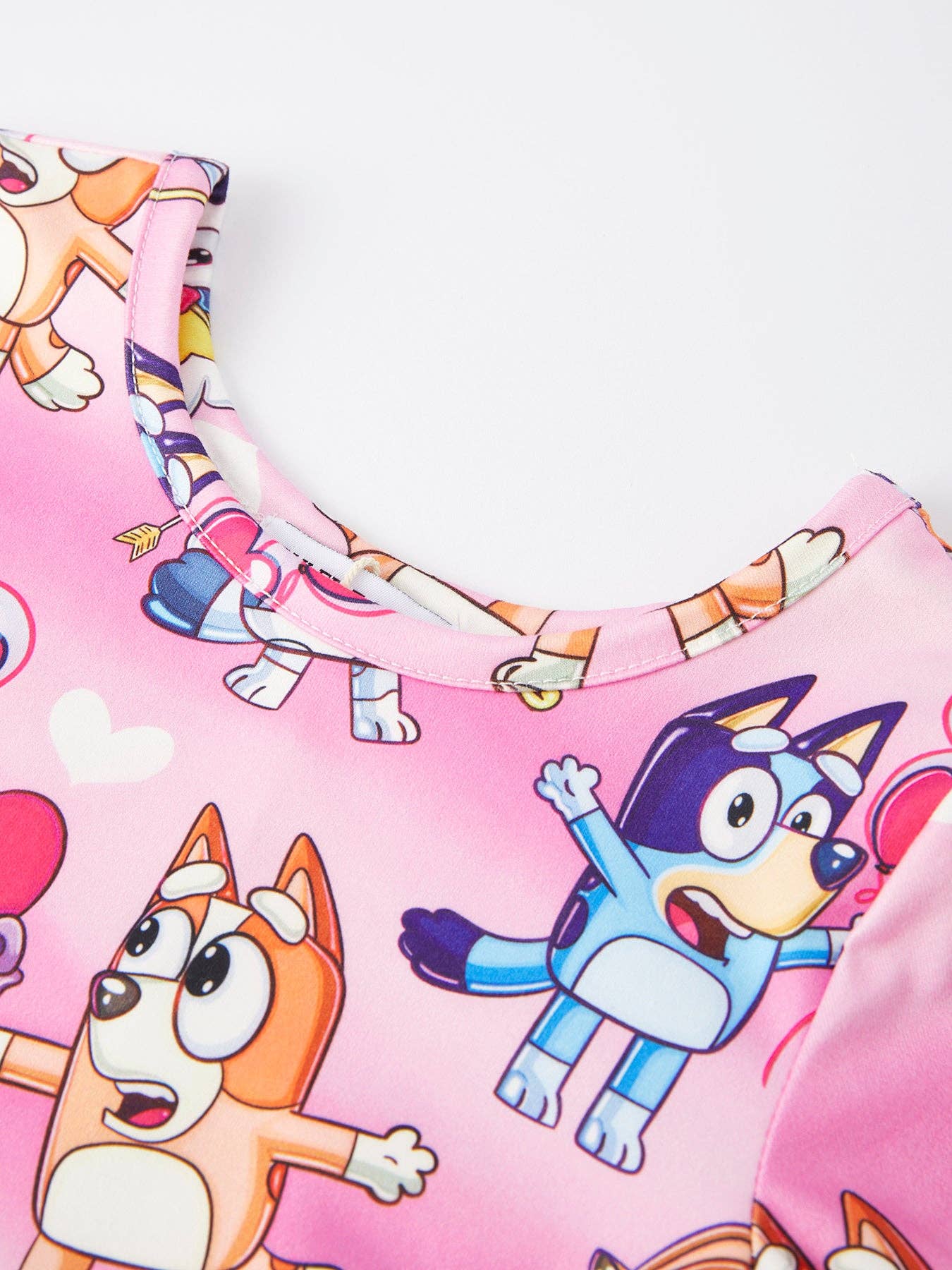 Character Print Pink Girls Long Sleeve Dress: 5
