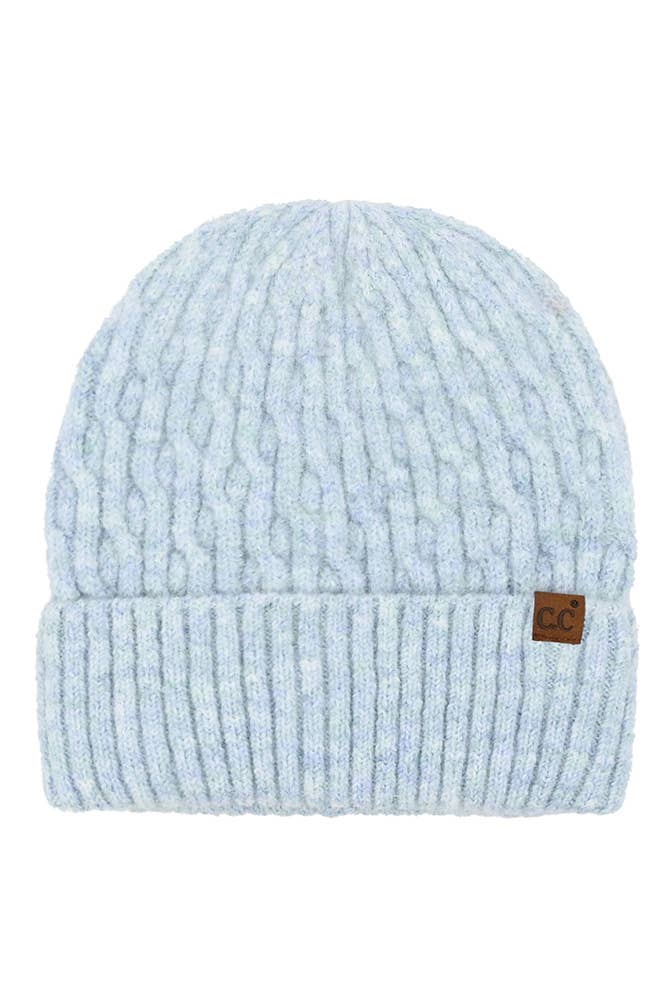 C.C Chain Link Cable Cuff Beanie: Oatmeal