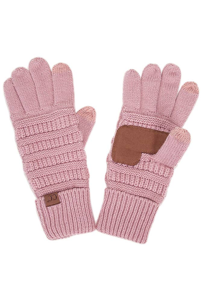 C.C Knitted Touch Screen Compatible Gloves: Coral