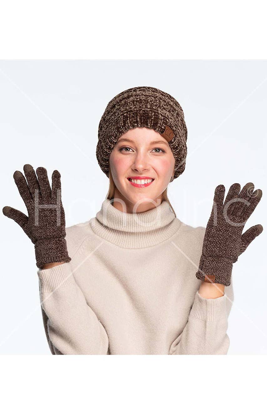 C.C Eco Friendly Chenille Gloves: Black