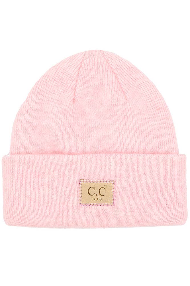C.C Kids Suede Patch Beanie Hat: Light Melange Gray