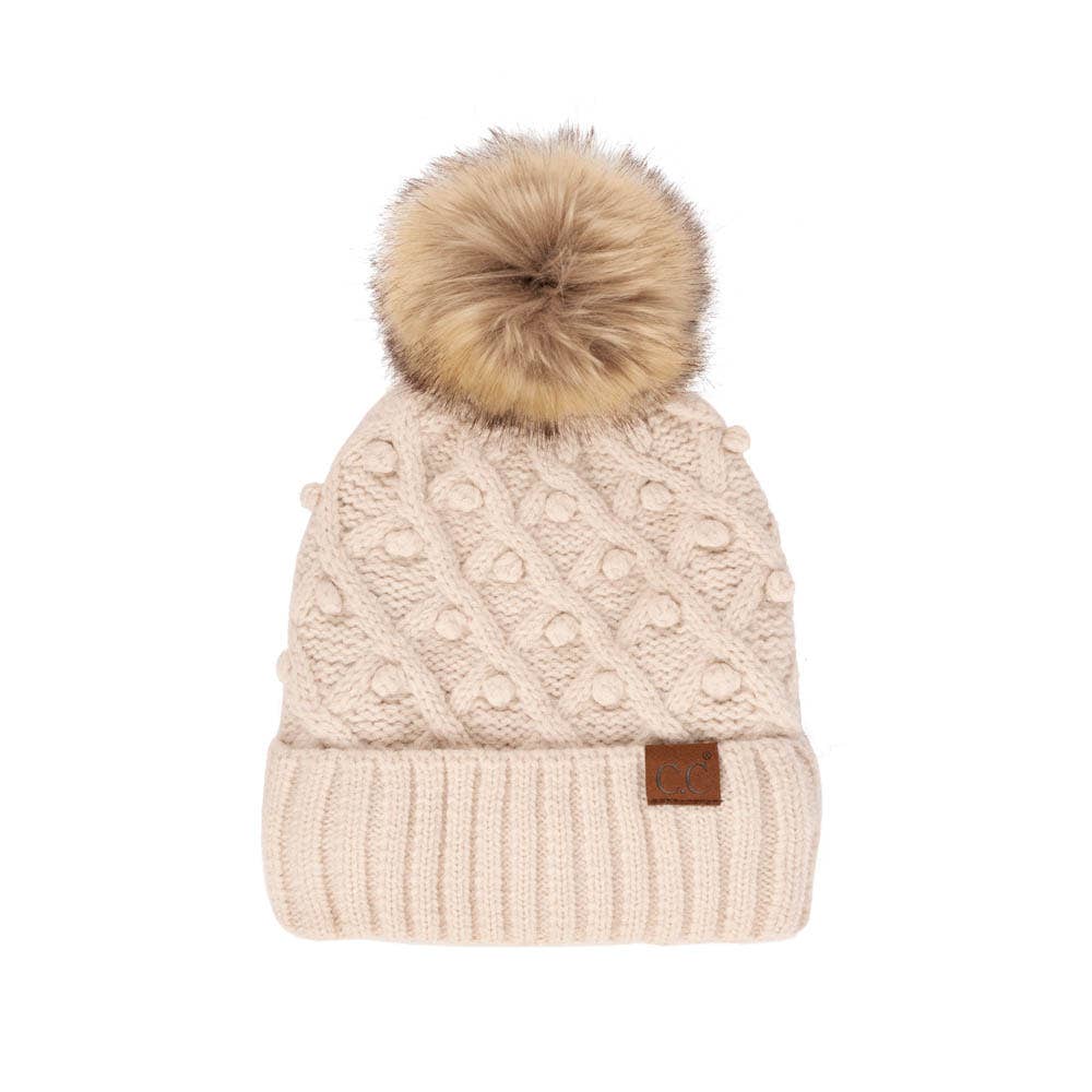 C.C Bobble Beanie Hat: Rose
