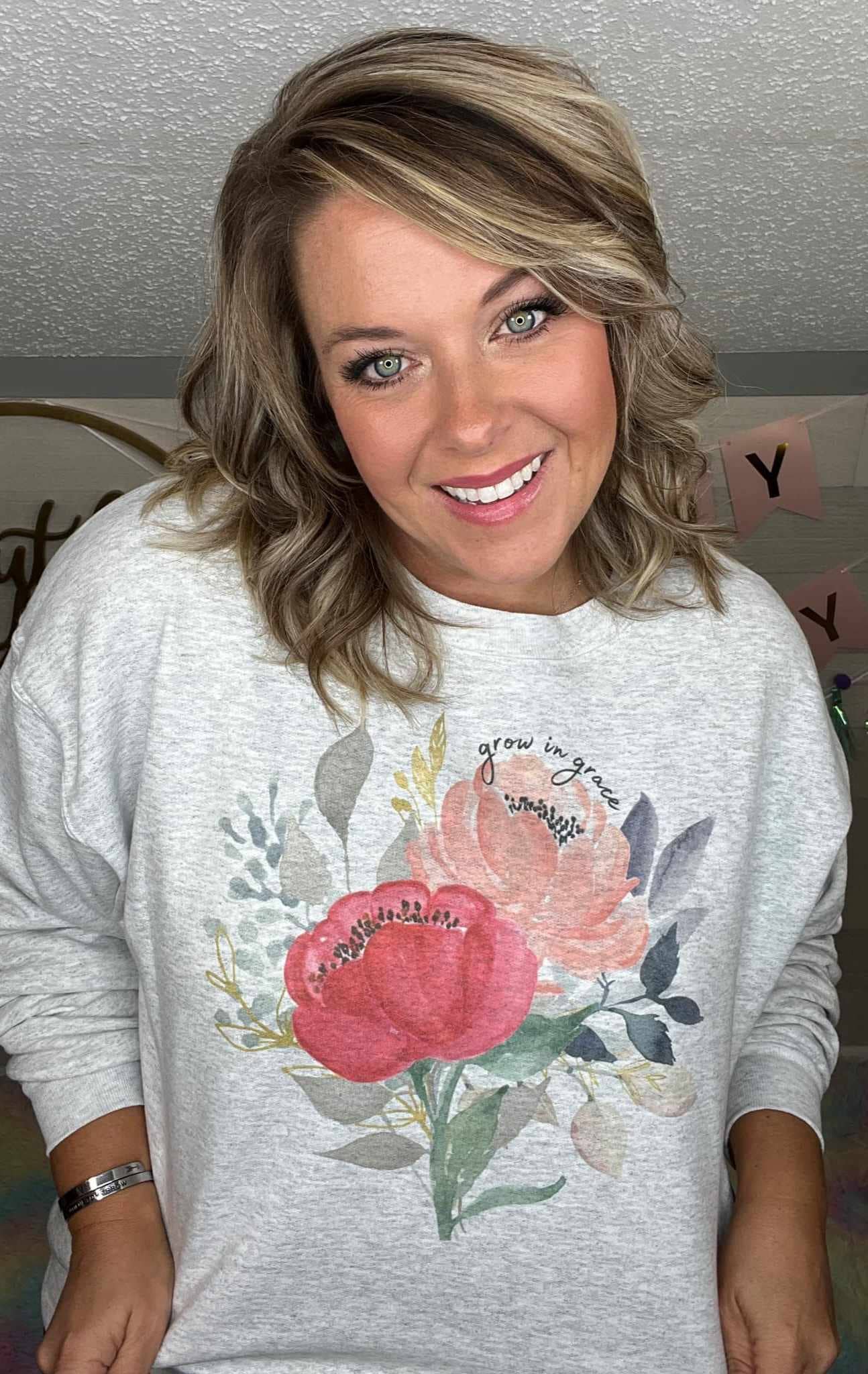 Faith Grow In Grace Cozy Graphic Tee Sweatshirt Free Ship: L