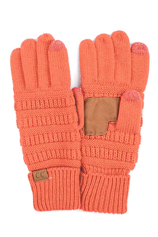 C.C Knitted Touch Screen Compatible Gloves: Beige
