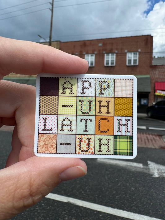 Appalachia: App Uh Latch Uh Quilt 2” Sticker, Mountain Quilt