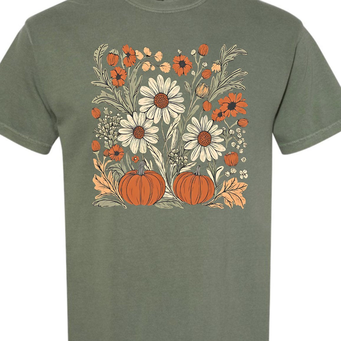 Boho Fall Floral Comfort Color Tee: Pepper / 2-XL