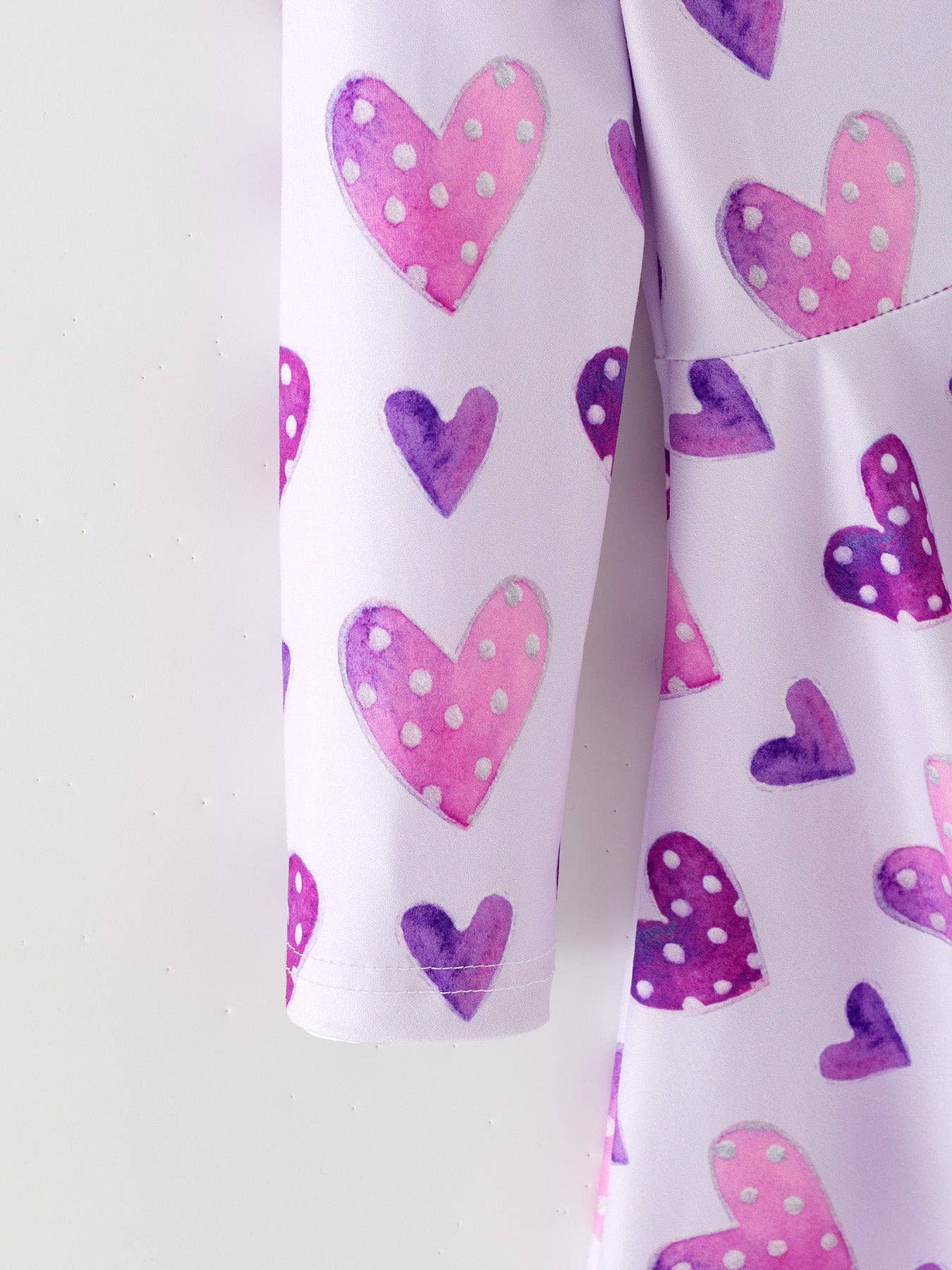 Girls Valentine's Day Cute Purple Heart Polka Dot Dress: 6