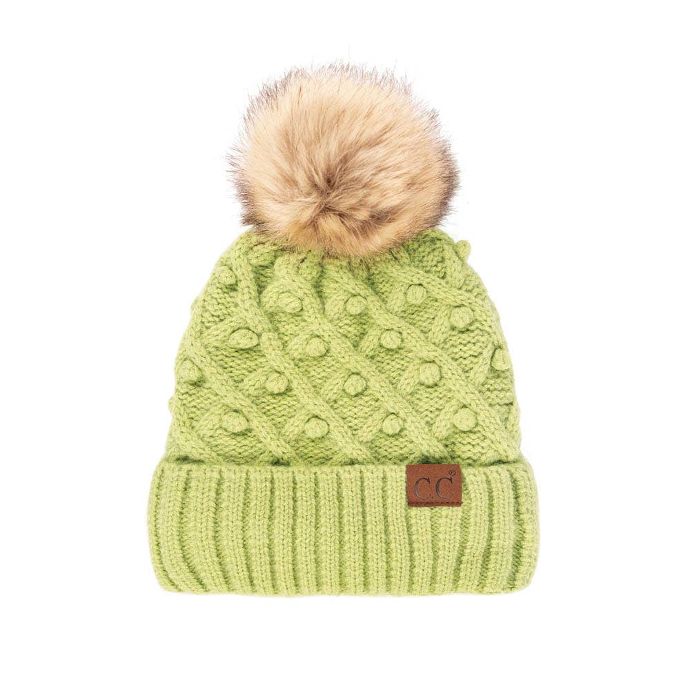 C.C Bobble Beanie Hat: Gingerbrown