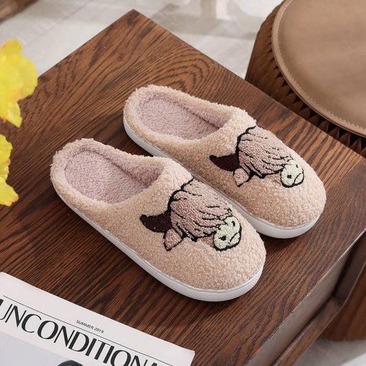 CHRISTMAS HOT-SELLING ANIMAL PRINT COTTON SLIPPERS_CWSHS0870: Brown / (8) 1