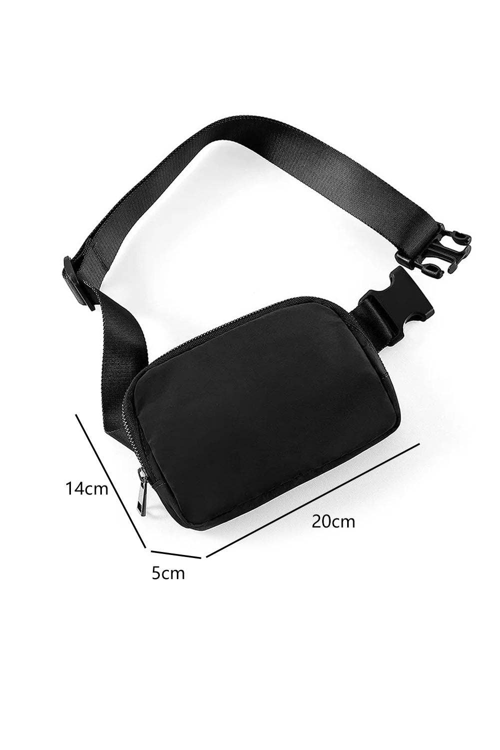 Waterproof Zipped Crossbody Chest Bag 20*5*14cm: Black / 82%Nylon+18%Spandex / ONE SIZE