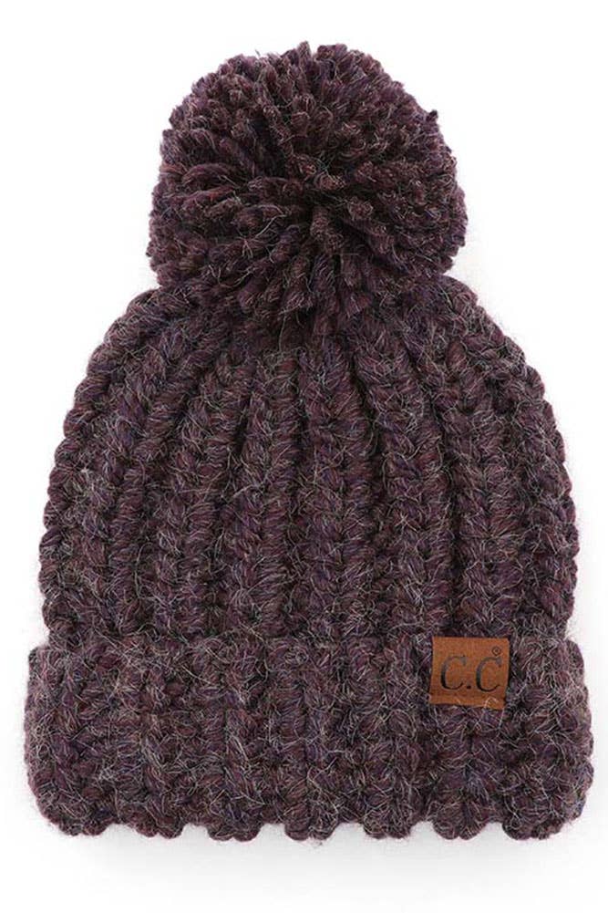 C.C Special Chunky Yarn Beanie Winter Hat: Grey