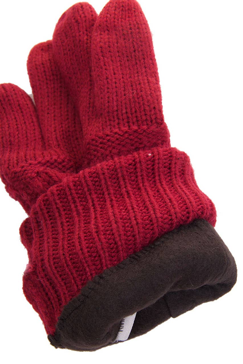 C.C Knitted Glove with Fleece Lining: Violet