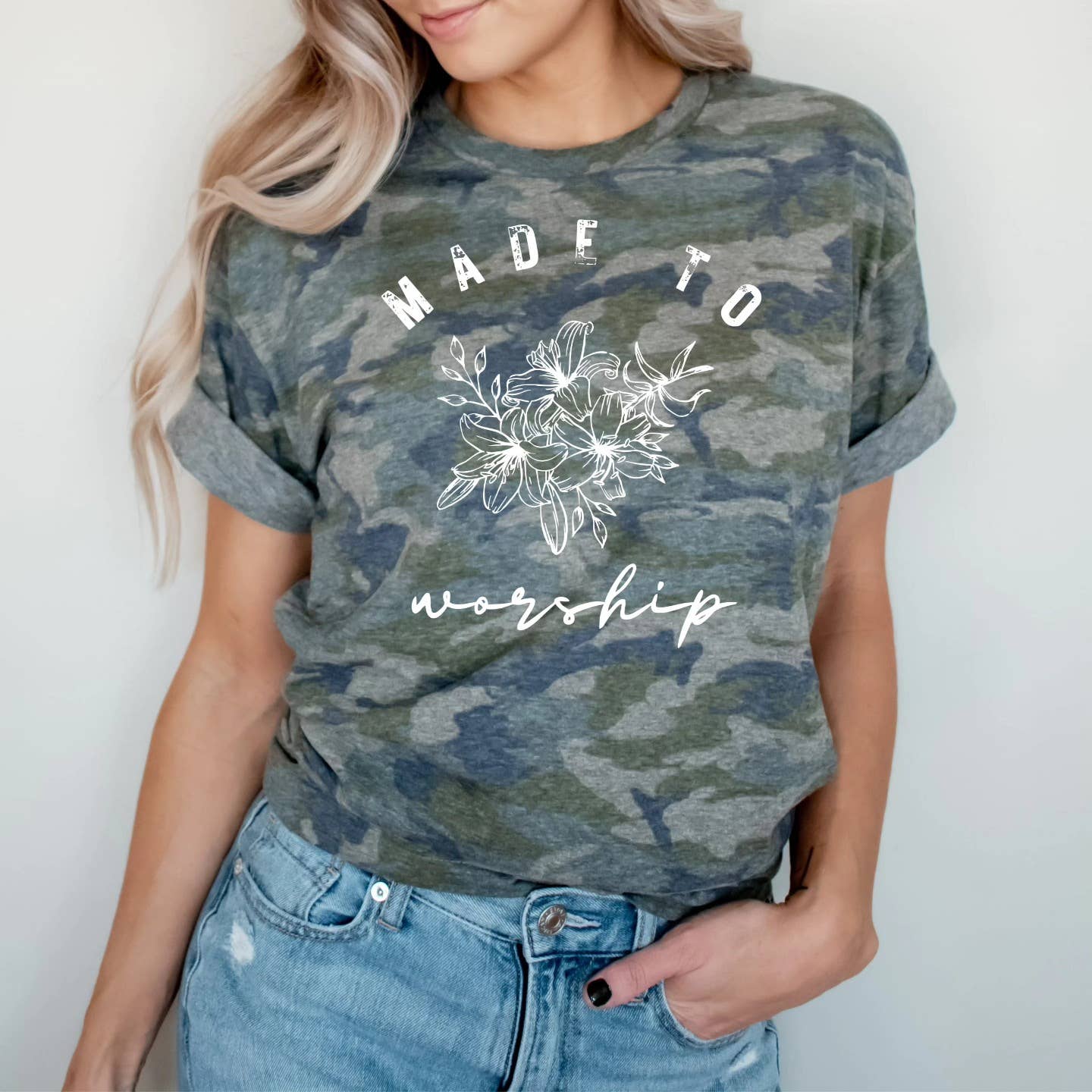 Christian Olive Made to Worship Tultex Faith Graphic Tee: XL