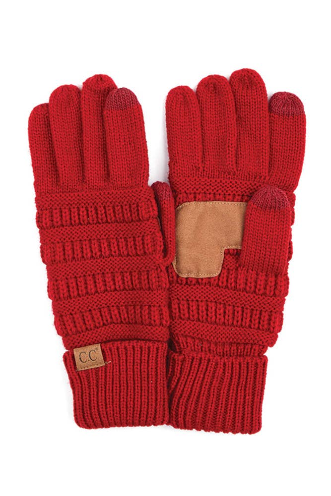C.C Knitted Glove with Fleece Lining: New Olive