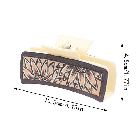 Western Cowgirl Sunflower Claw Clip, Faux Leather_CWAHA0609: TYPE2 / (OS) 3