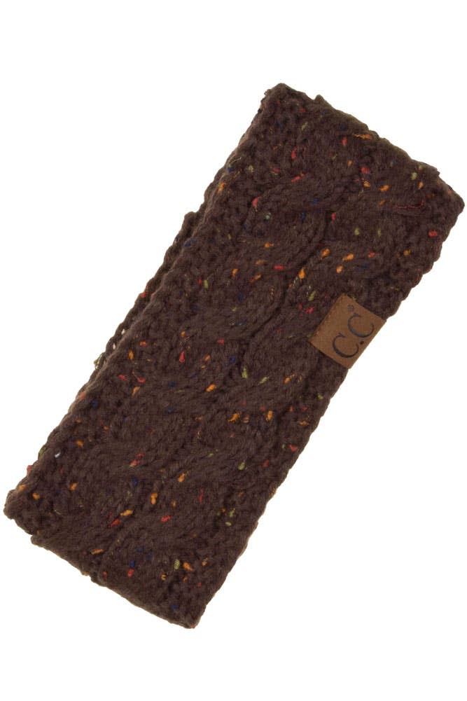 C.C Chunky Knit Confetti Sherpa Lined Headband: Dark Gray