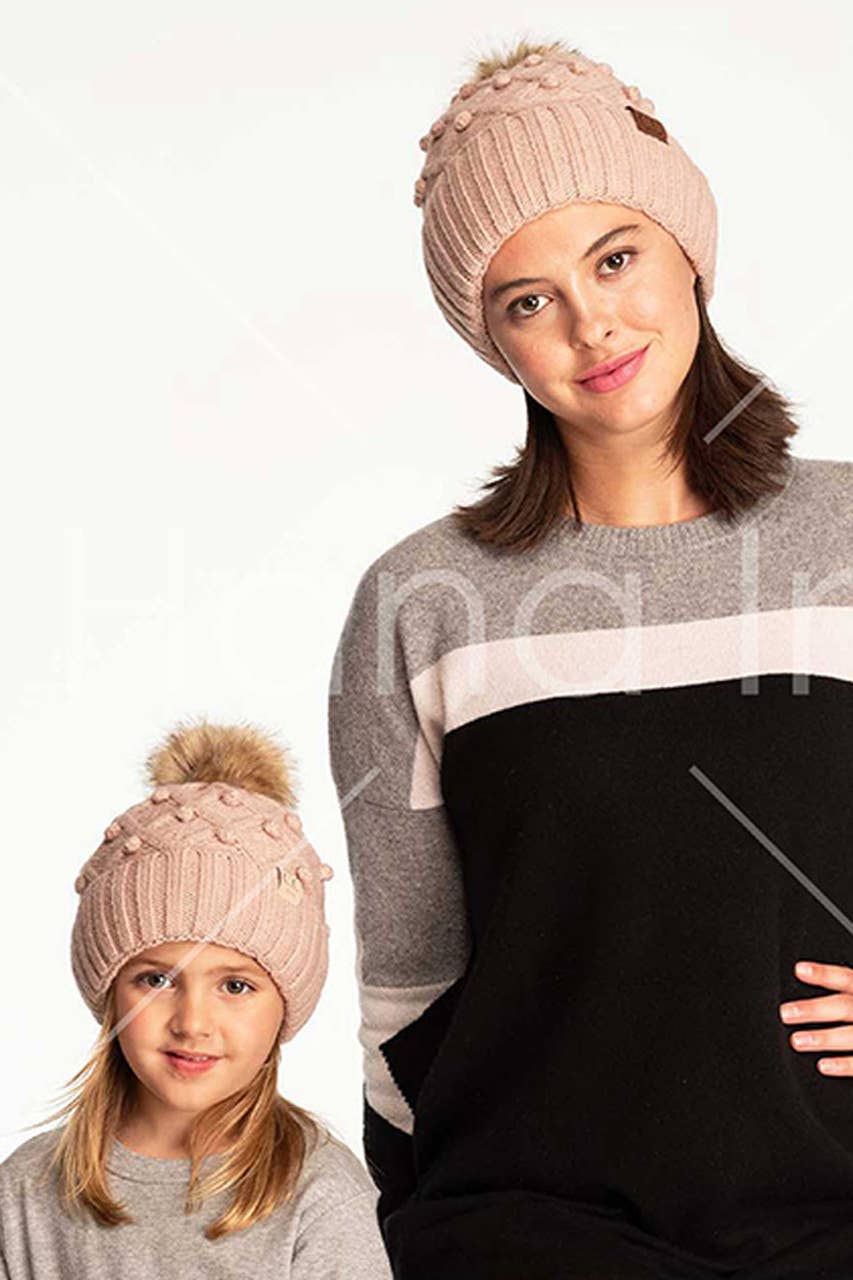 C.C Bobble Beanie Hat: Rose
