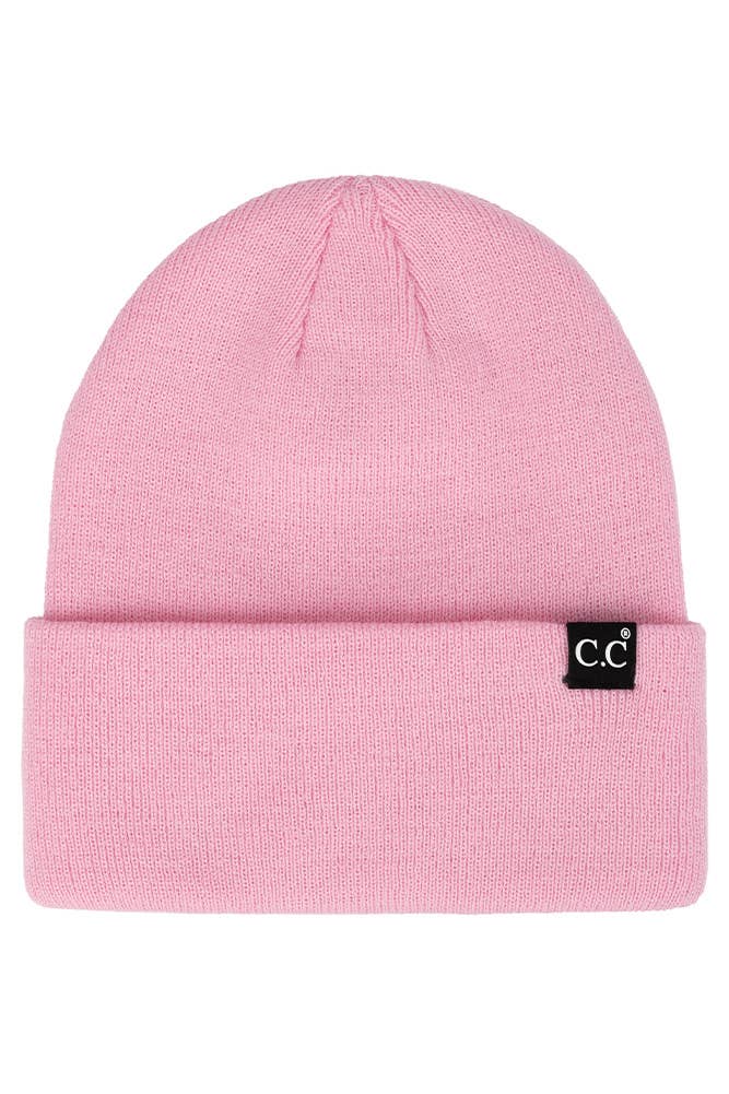 C.C Solid Cuff Beanie Hat: Navy