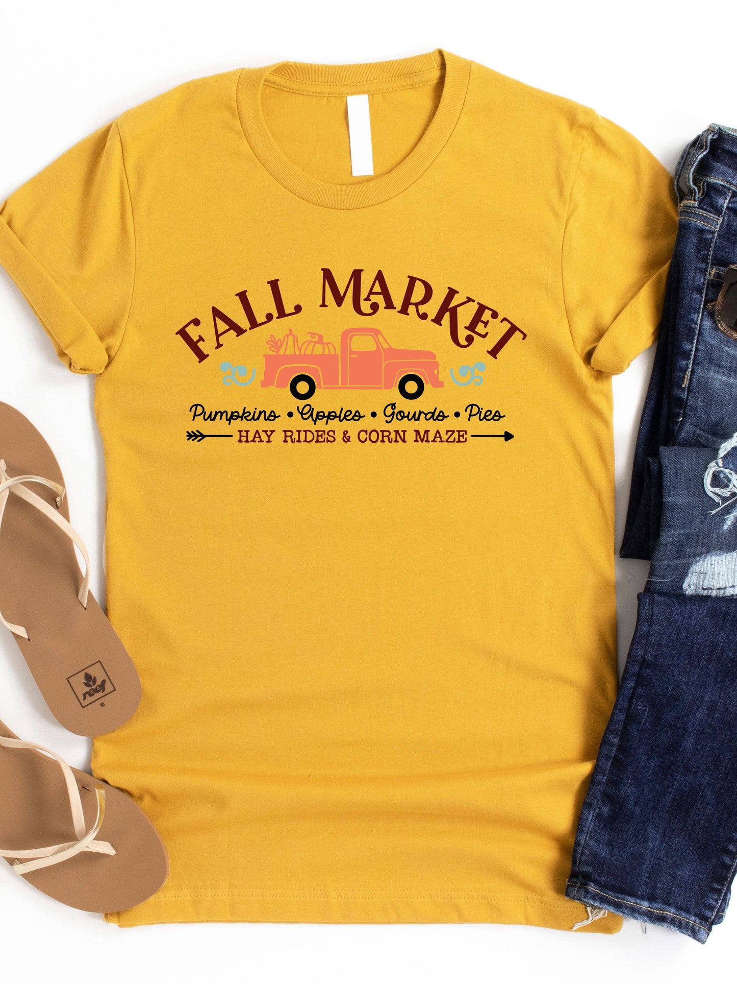 Fall Market Pumpkin Truck Graphic Tee: Slate / XL
