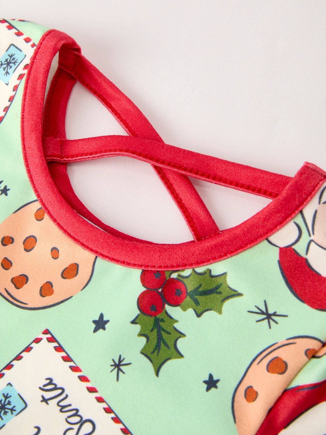 Winter Christmas Green Santa Girls Pocket Ruffle Dress: 3