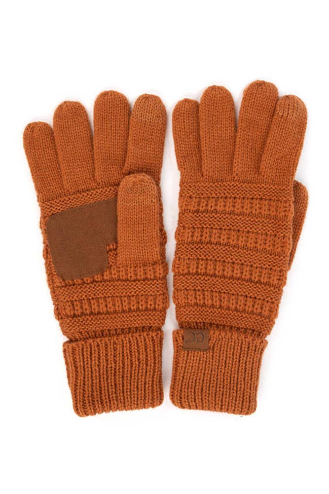 C.C Knitted Touch Screen Compatible Gloves: Beige