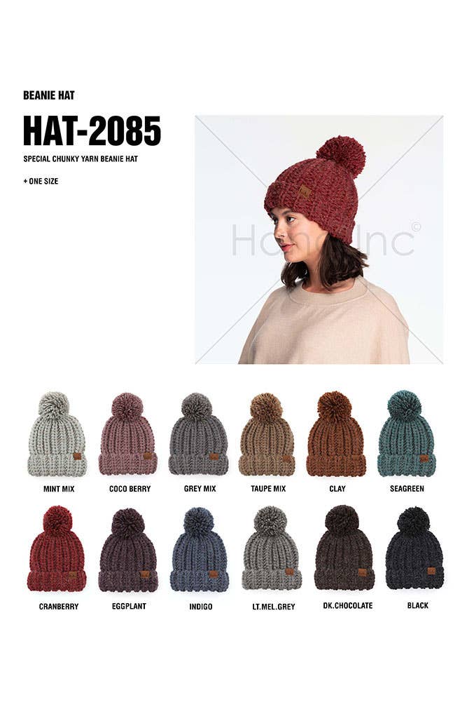 C.C Special Chunky Yarn Beanie Winter Hat: Mint
