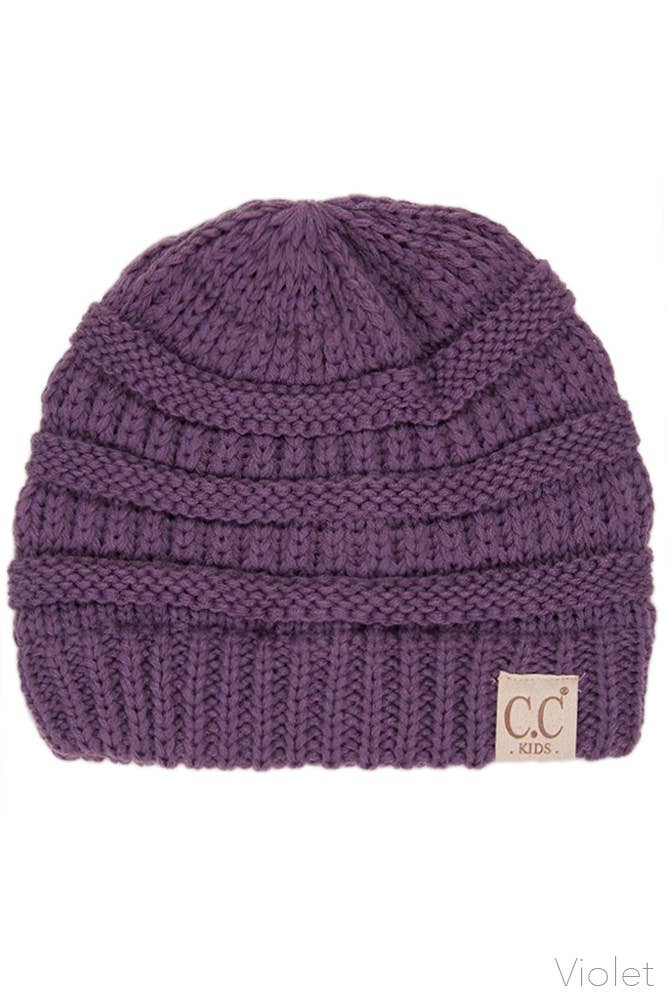 C.C Kids Solid Classic Knit Beanie: Light Melange Gray