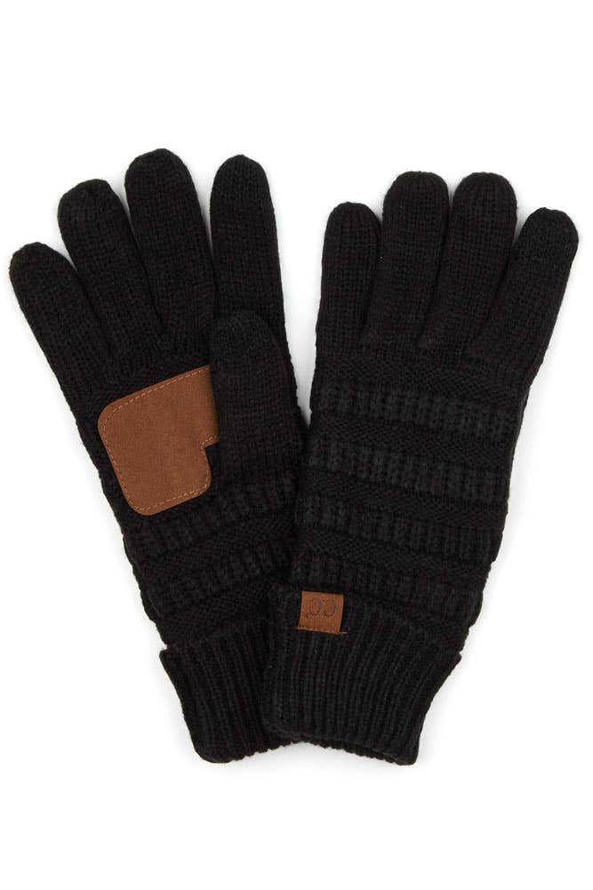 C.C Knitted Glove with Fleece Lining: Light Melange Gray
