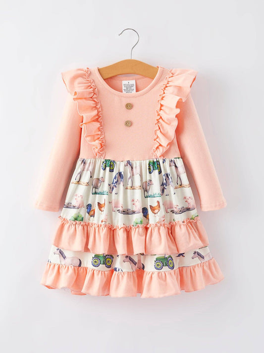 Farm Girl Ruffle Print Dress: 4
