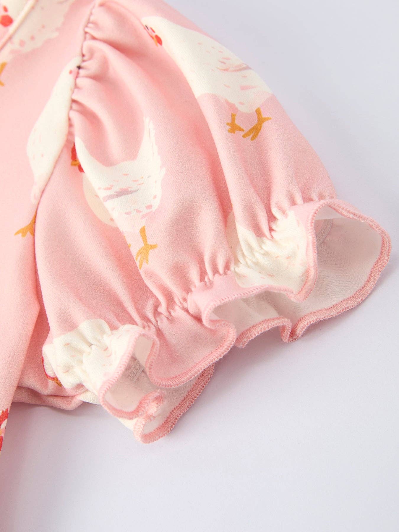 Farm Spring Chicken Print Girls Ruffle Dress: 6