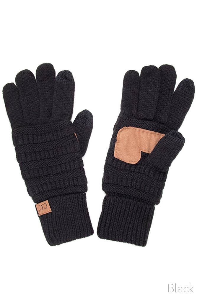 C.C Knitted Touch Screen Compatible Gloves: Beige