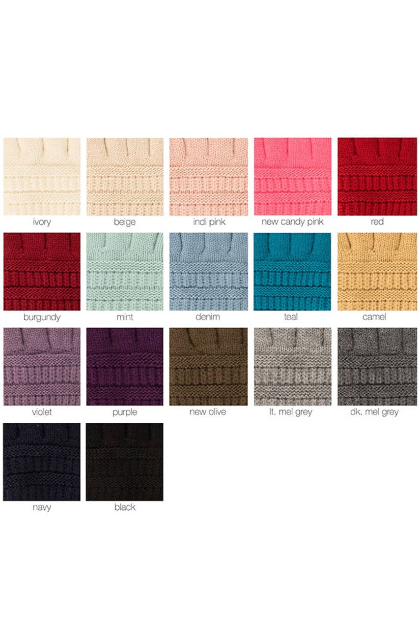 C.C Knitted Glove with Fleece Lining: Violet