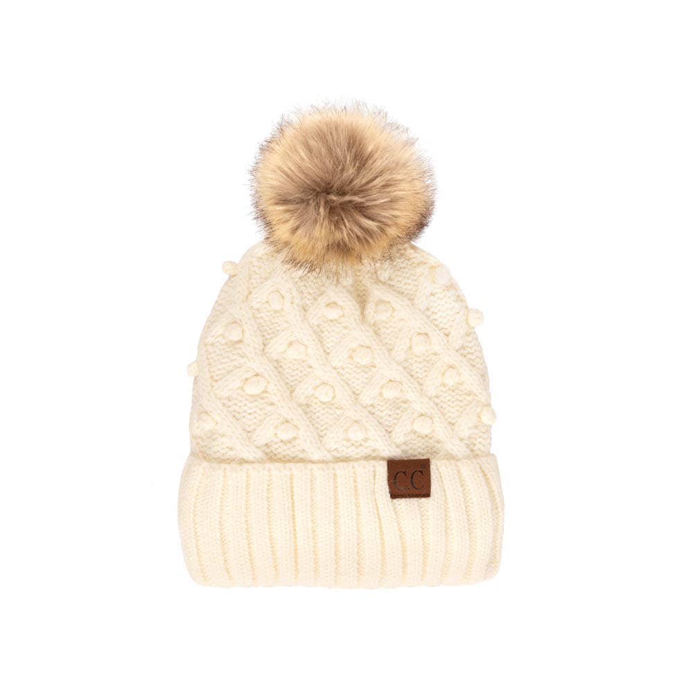 C.C Bobble Beanie Hat: Rose
