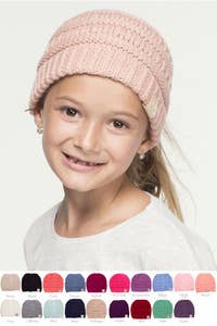 C.C Kids Solid Classic Knit Beanie: Light Melange Gray