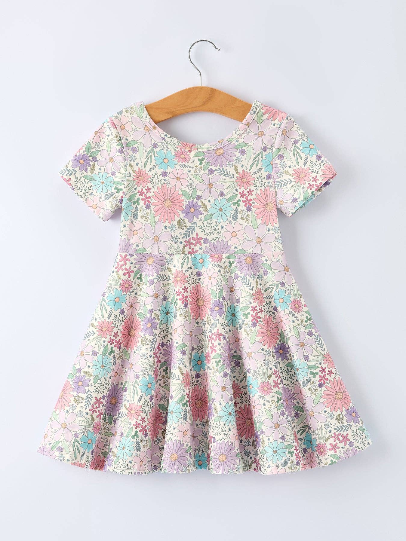 Spring Pastel Floral Girls Casual Dress: 2