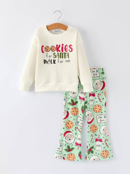 Christmas "Cookies for SANTA, Milk for Me" Girls Outfit: 6