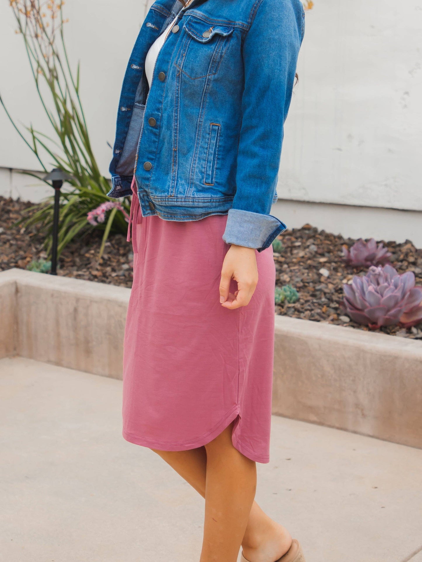 Spring Solid Weekend Skirt | S-3X: Mocha Brown / X-Large