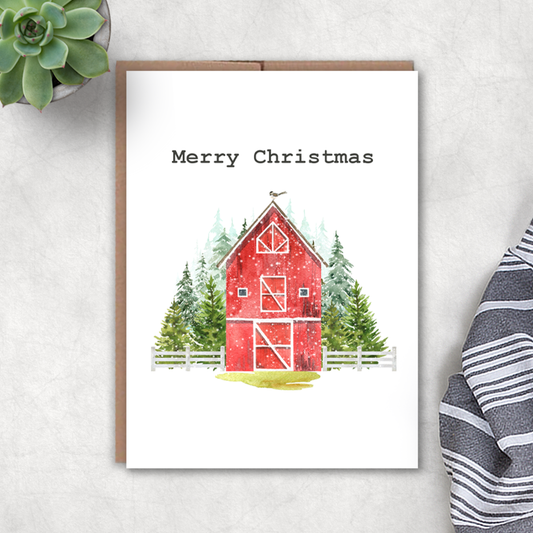 Farm Merry Christmas Card