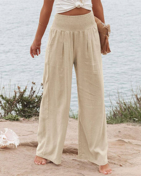 STYLE COTTON SLACKS MADE OF OLD MID-RISE SLACKS: BEIGE / (S) 1
