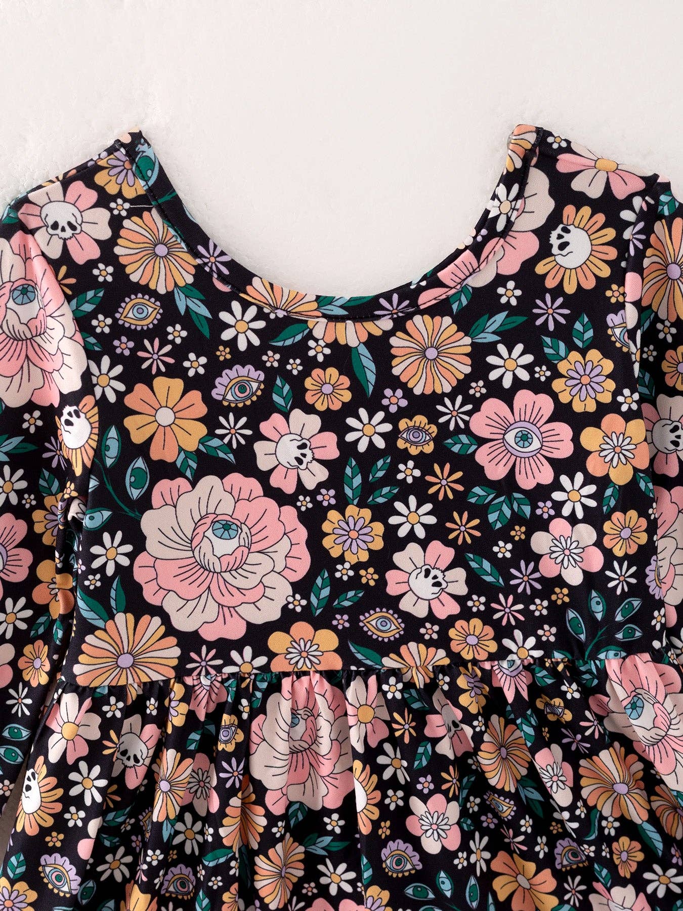 Girls Autumn Milk Silk Floral Print Dress: 12