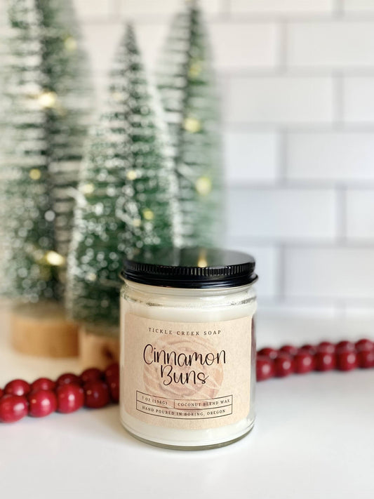 Cinnamon Buns 7 oz Clear Glass Jar Coco Apricot Candle