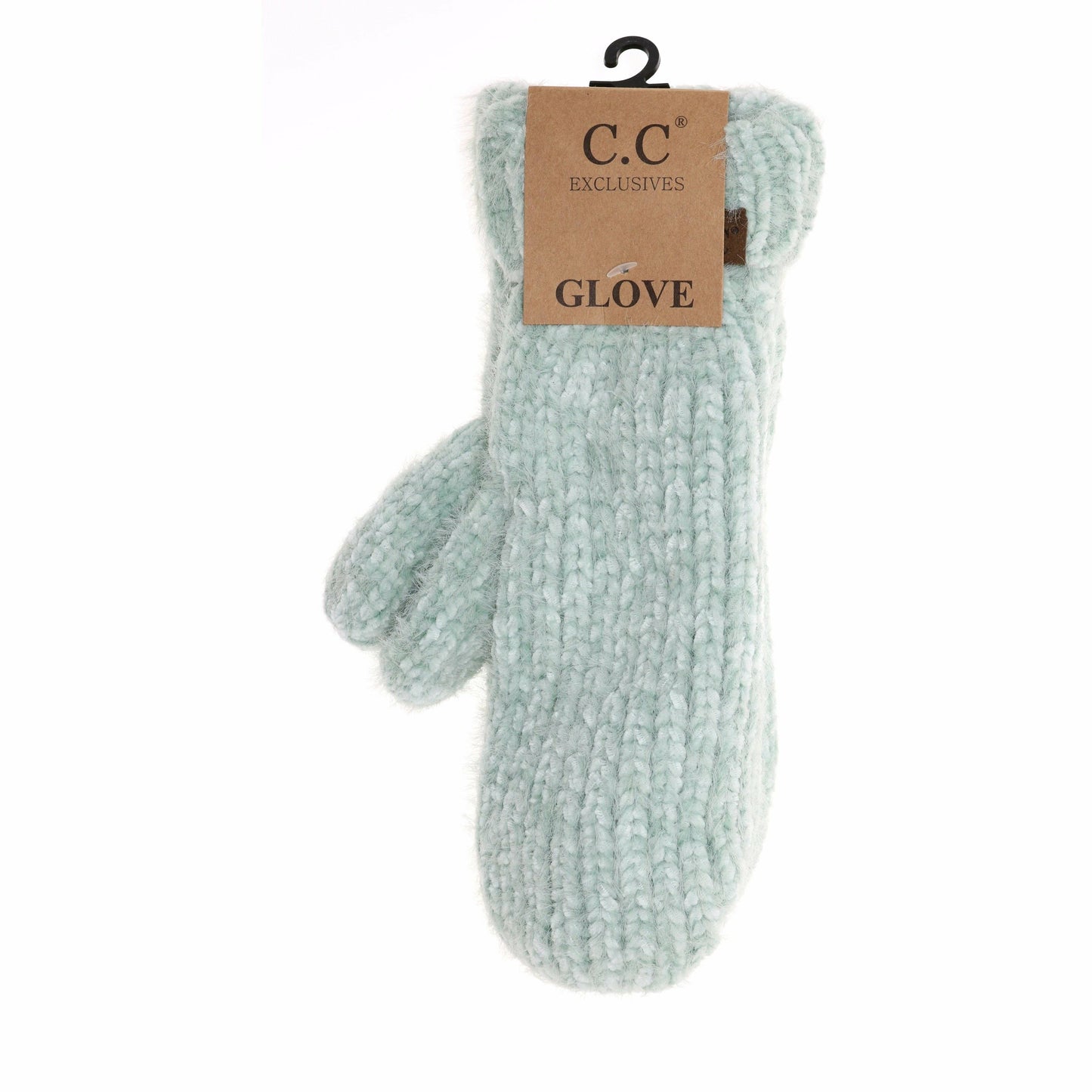 Two Tone Chenille Knit Women's Mittens: Rose