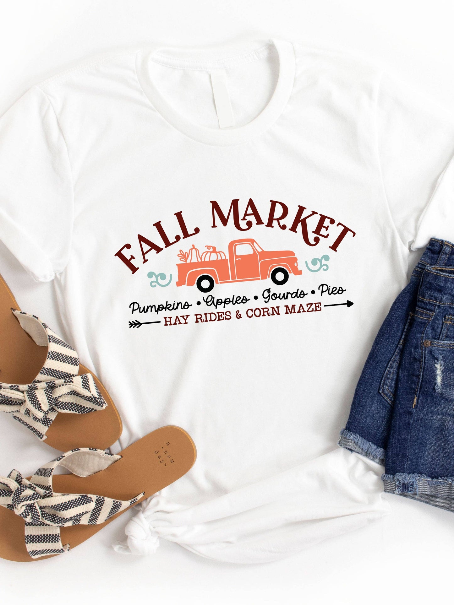Fall Market Pumpkin Truck Graphic Tee: Slate / Small